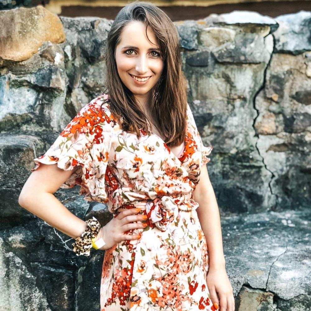 A pink floral kimono dress